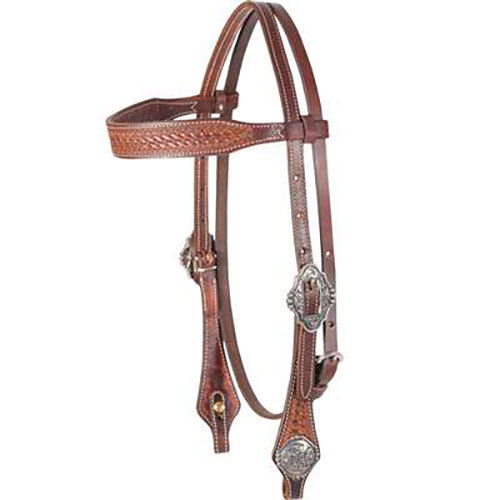 Western Headstall With Bones Fitting On Browband And Reins Application: Horse Riding