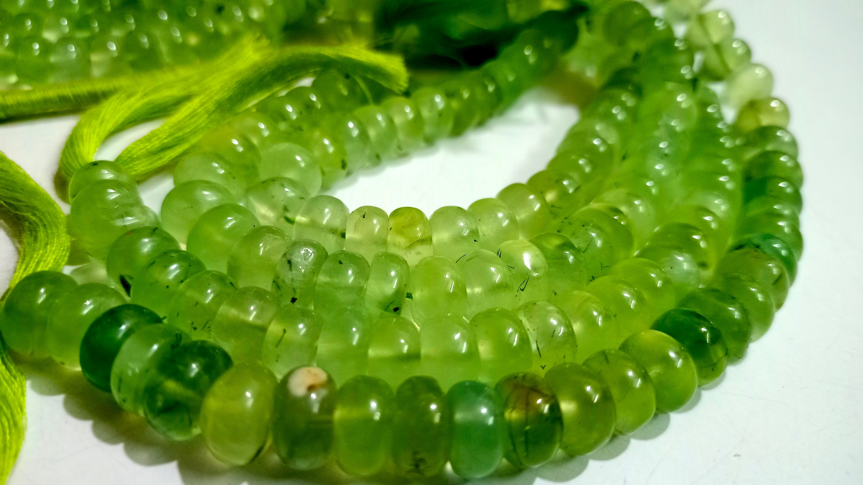 Natural Prehnite Gemstone Rondelle Plain 8mm Beads Sold per Strand 8'' long