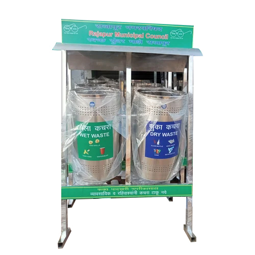 Stainless Steel pole-mounted dustbin