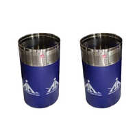 Stainless Steel Dustbin - 25 Ltr Capacity, Elegant Blue Finish For Office & Commercial Use