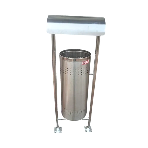 Single Pole-mounted Stainless Steel Dustbin