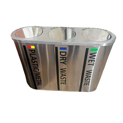 Stainless Steel Trio Dustbin for Commercial Spaces Such as Malls, Hospitals, Airports, and Offices