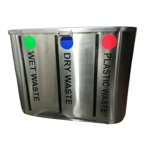 3 In 1 Trio Office Stainless Steel Dustbin