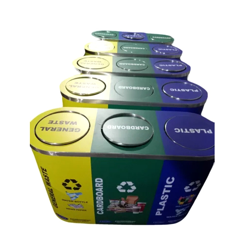 Multicolor Stainless Steel Trio Dustbin