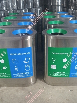 Open Top Airport Stainless Steel Duo Dustbin Application: Office / Commercial