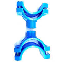 HDPE Service Saddle Blue Brass Threaded - 75mm Thickness, Blue Color, Rigid Material, High Tensile Strength, High Pressure Capability | Saddle Clamp Connection, Half-Circle Shape