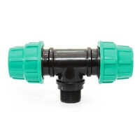 Pp Compression Male Threaded Tee - Polypropylene, 1/2 Inch, Black And Green, Leak-proof Rubber O-ring Seal