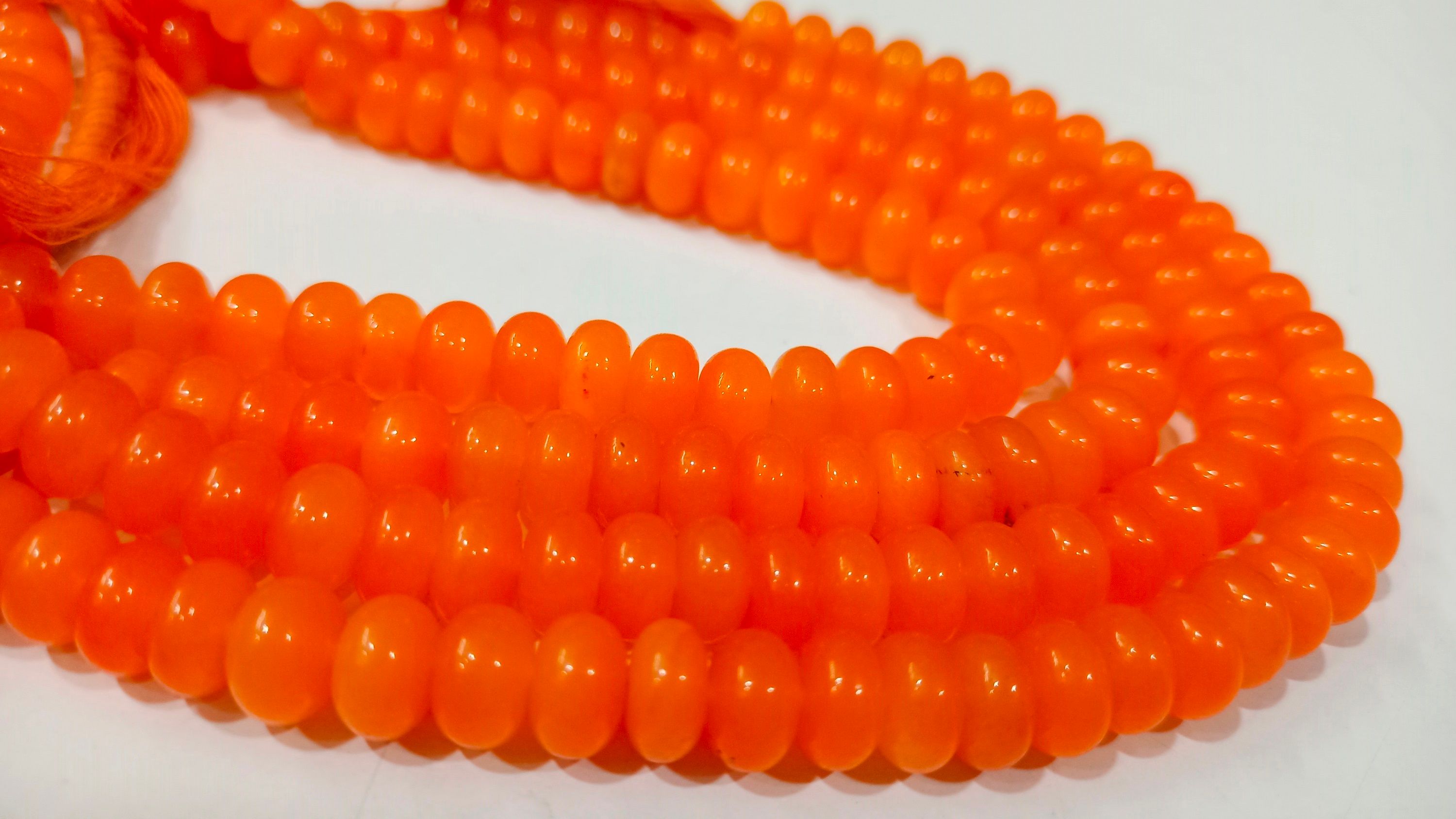 Natural Orange Chalcedony Rondelle Plain 8mm Beads Sold per Strand 8 inches Long