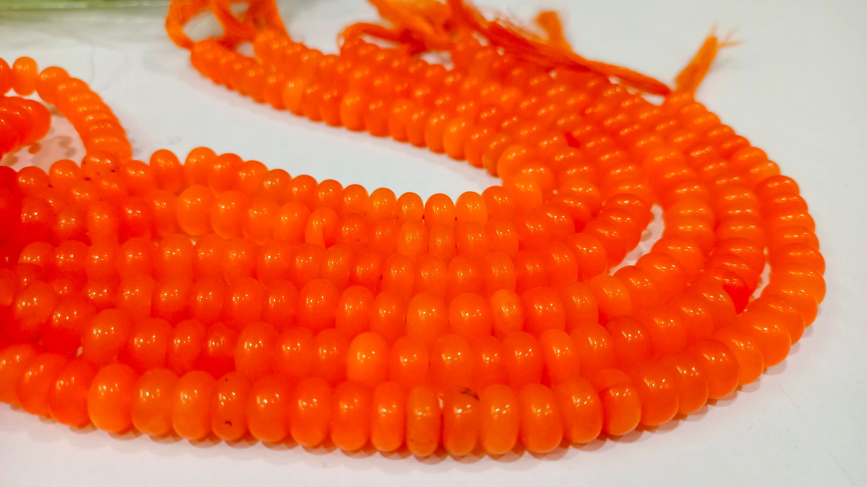 Natural Orange Chalcedony Rondelle Plain 8mm Beads Sold per Strand 8 inches Long