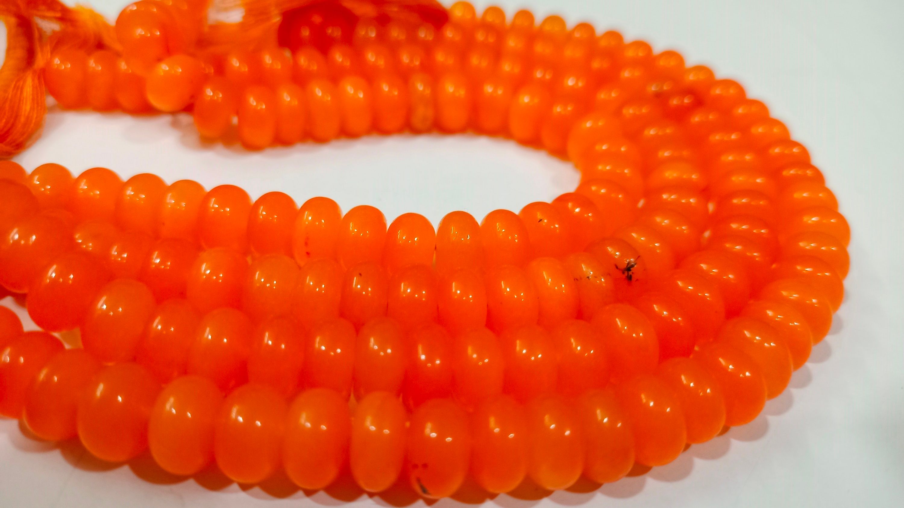 Natural Orange Chalcedony Rondelle Plain 8mm Beads Sold per Strand 8 inches Long