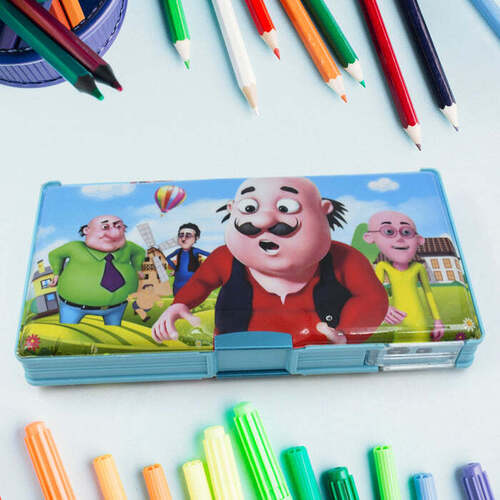 PLASTIC DOUBLE DECK PENCIL CASE WITH 2 COMPARTMENTS COMPASS BOX