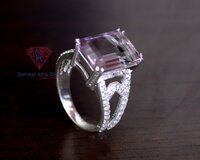 925 Sterling Silver Natural Amethyst Gemstone Cubic Zircon Silver Plated Ring