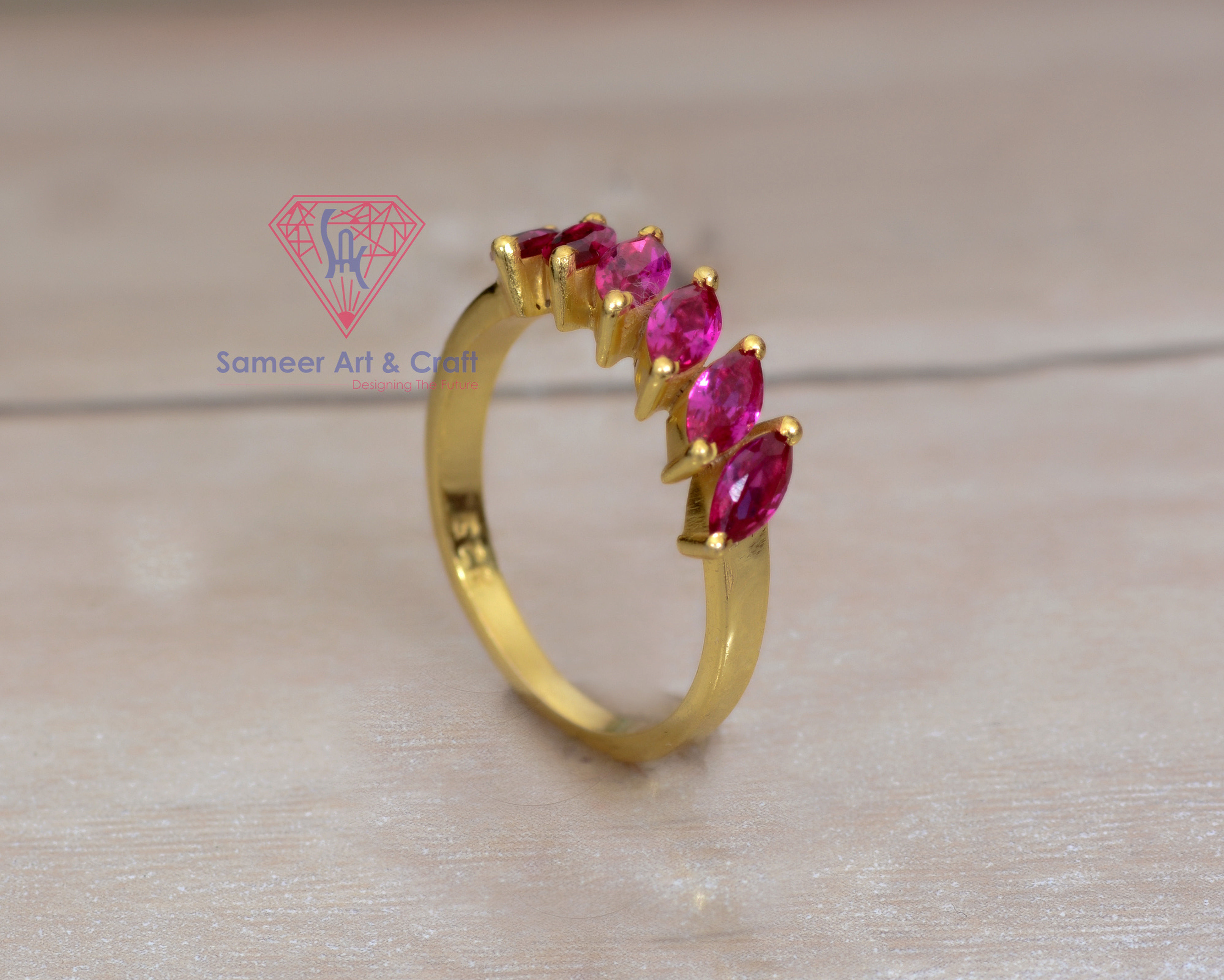 925 Sterling Silver Pink Cubic Zircon Gemstone Gold Plated Ring