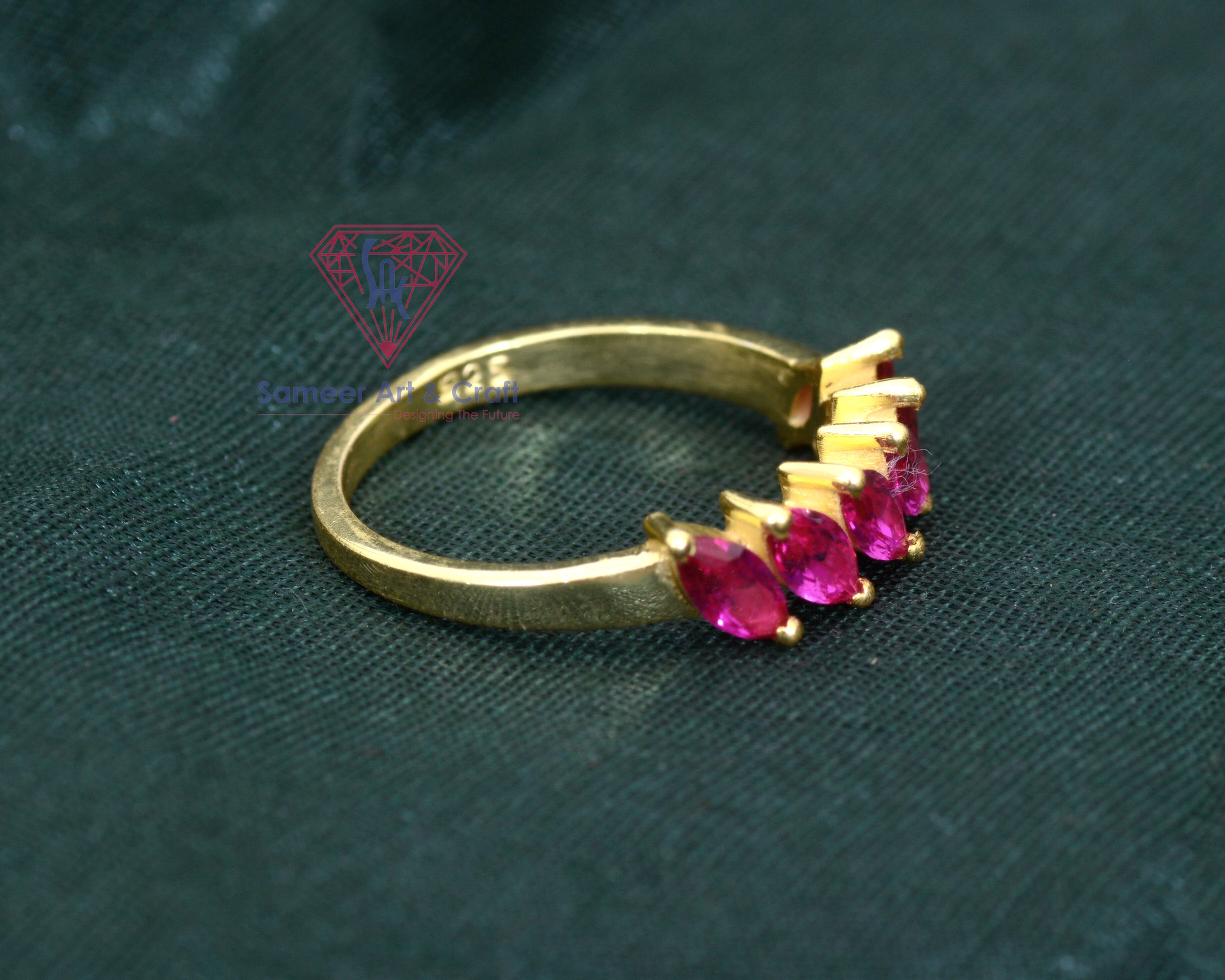 925 Sterling Silver Pink Cubic Zircon Gemstone Gold Plated Ring