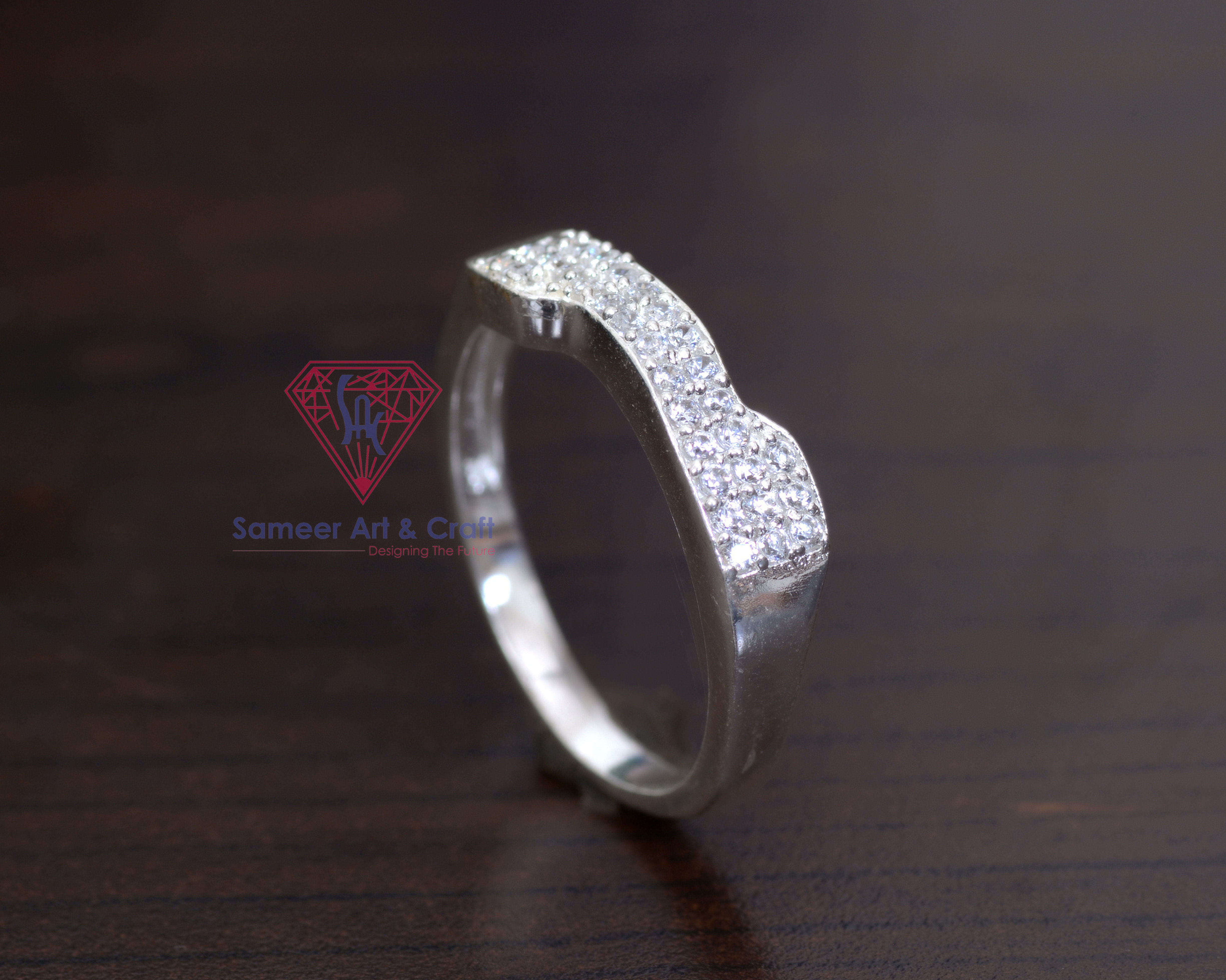 925 Sterling Silver White Cubic Zircon Silver Plated Ring