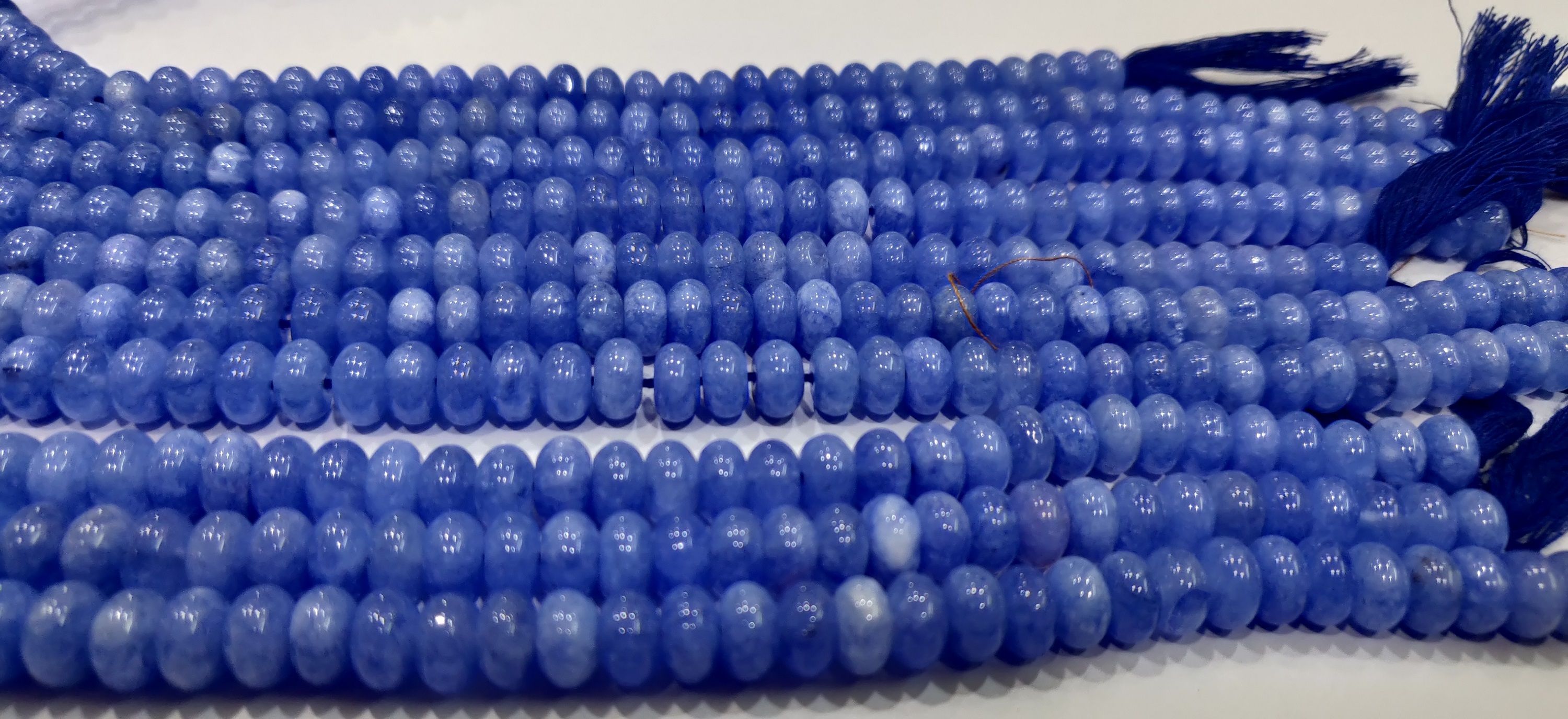 Natural Blue Sapphire Quartz Rondelle Plain 8mm Beads Sold Per Strand 8'' Long