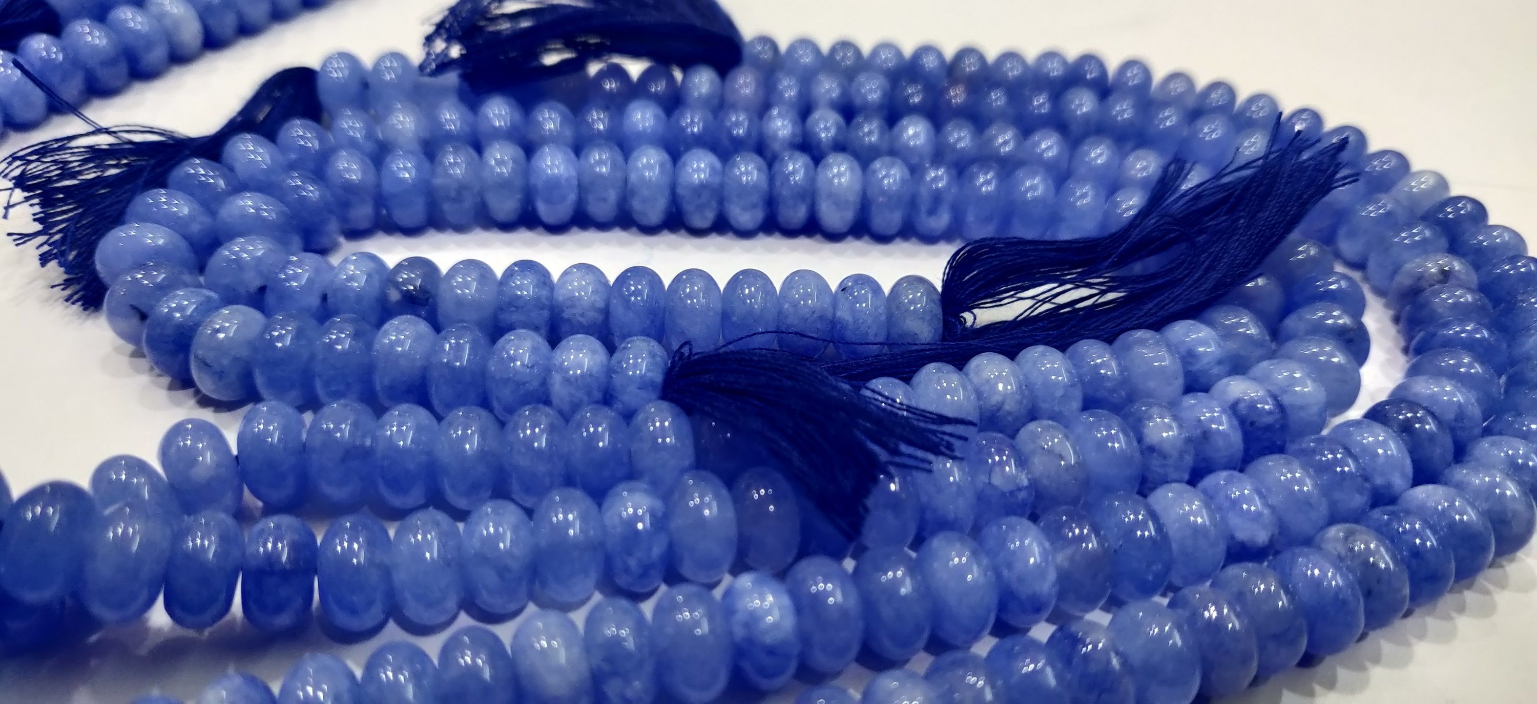 Natural Blue Sapphire Quartz Rondelle Plain 8mm Beads Sold Per Strand 8'' Long