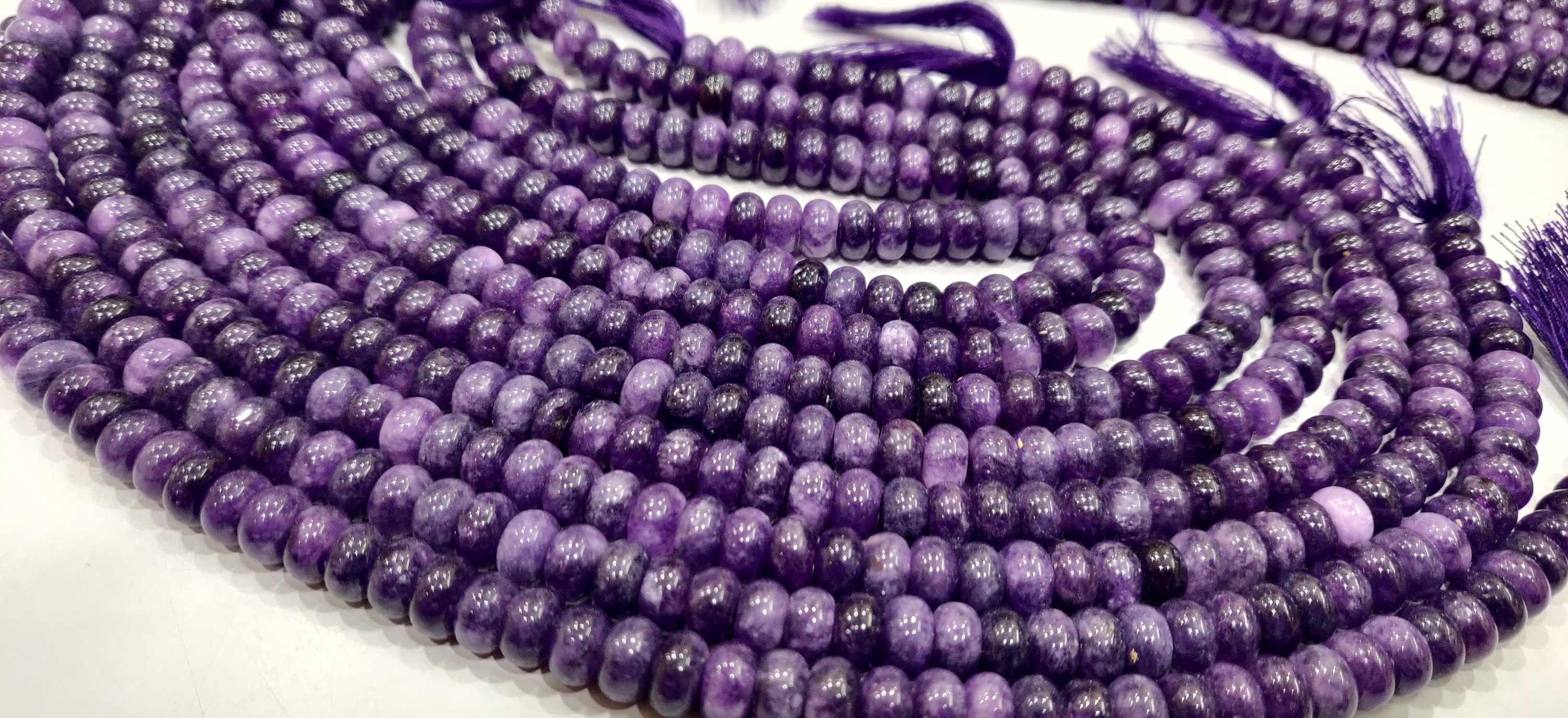 Natural Charoite Quartz Rondelle Plain 8mm Beads Sold Per Strand 8'' Long