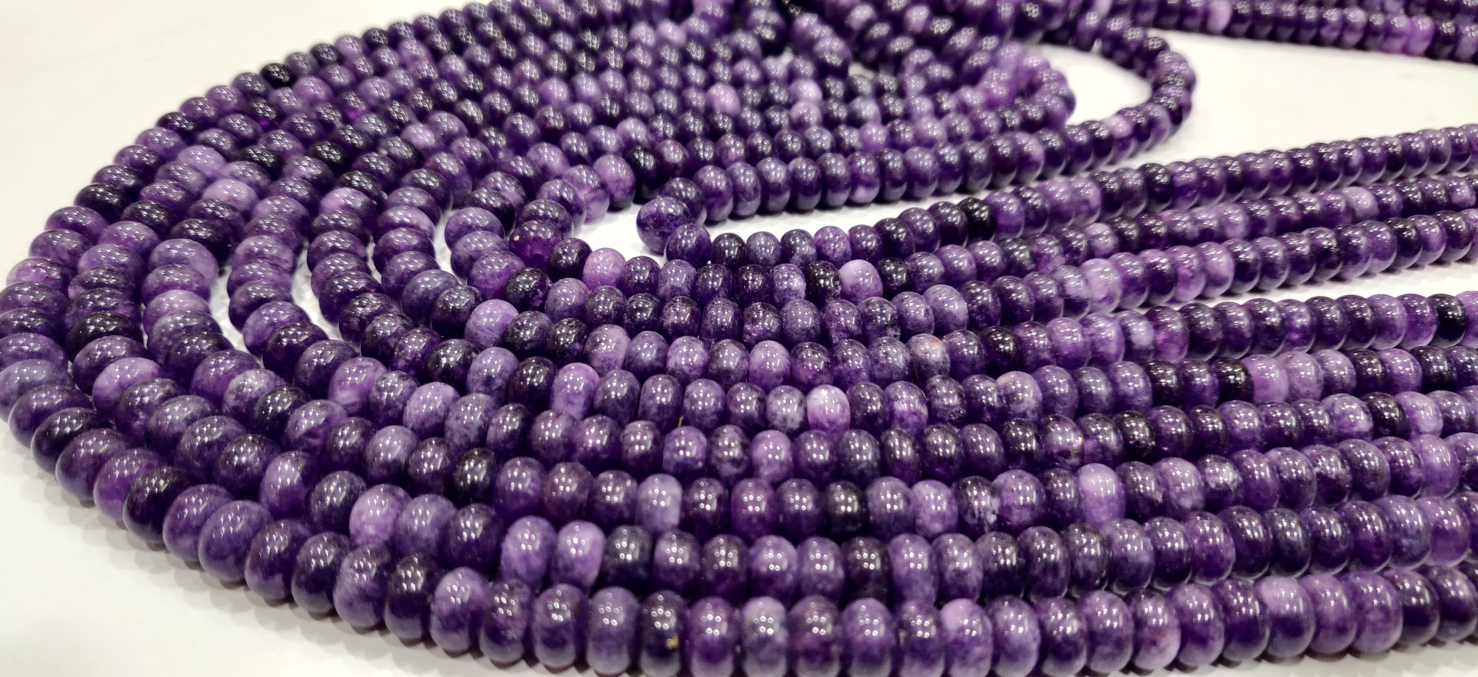 Natural Charoite Quartz Rondelle Plain 8mm Beads Sold Per Strand 8'' Long