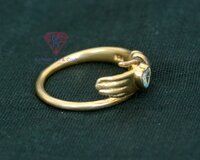 925 Sterling Silver Antique Hug Design Gold Plated Ring