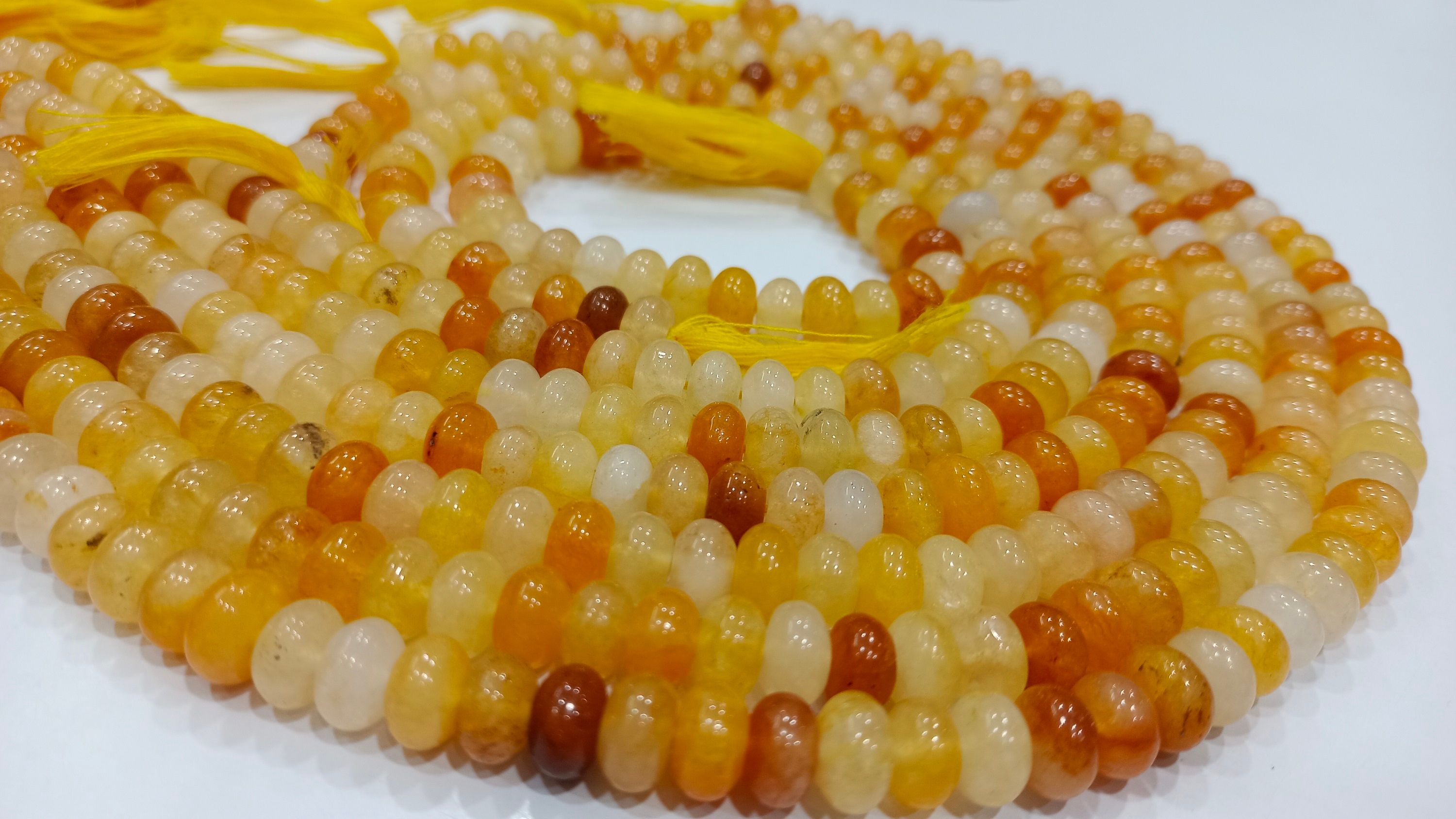 Natural Yellow Quartz Rondelle Plain 8mm Beads Sold Per Strand 8'' Long