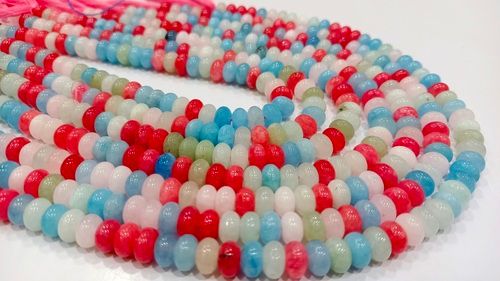 Natural Multi Aquamarine Quartz Rondelle Plain 8mm Beads Sold Per Strand 8'' Long