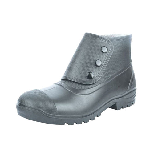 Black 3 Button Ankle Safety Gumboot