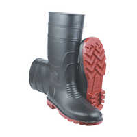 PVC Safety Gumboot - PVC Outer and Upper, 10-15 Inch Height, Black Color | Durable All-Season Male Safety Footwear for Hazardous Environments