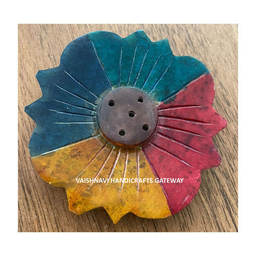 Hand Made Indian Natural Soapstone Incense Stand For Home And Hotel Decor - Color: Multi Color