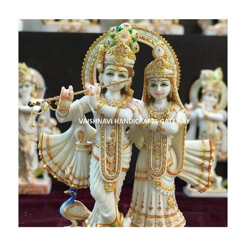 Indian Pure Marble Radha Krishna Statue For Home And Temple Use