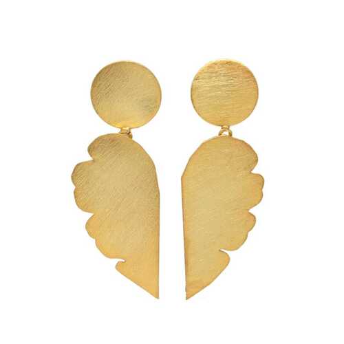 Golden disc leaf earring