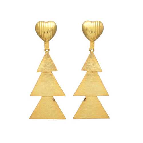 Golden 3 Triangle dangle earring