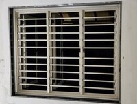 Aluminium Security Window Grill - High-grade Polished Grey Alloy | Durable, Sleek Design, Easy Installation