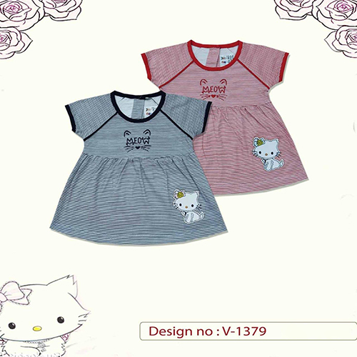V-1379 Baby Frock - Cotton Material, Customized Size | Embroidered Design, Modern Style, Washable, Perfect for Summer Occasions