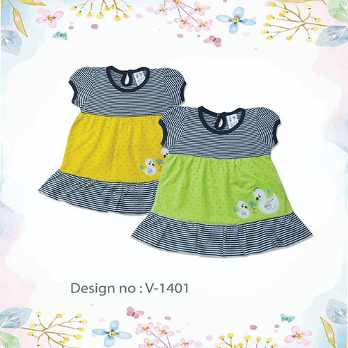 V-1401 Baby Frock - Cotton, Customized Sizes, Modern Design, Beautiful Printed Pattern | Quick Dry, Washable, Perfect for Summer Outings and Parties
