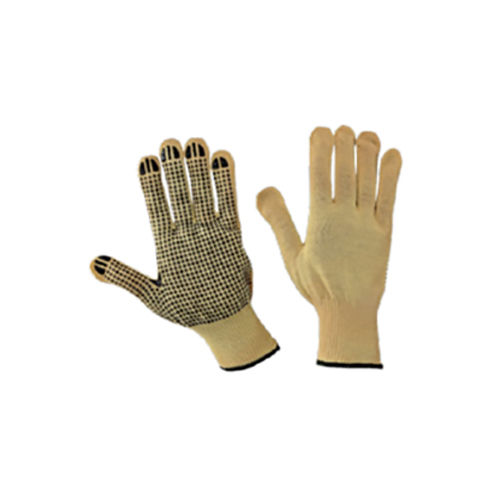 Full Finger Kevlar Knitted One Side Pvc Dotted  Gloves Seamless Elasticated Cuff