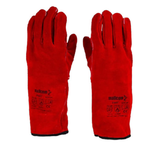 F437 Red Dyed Split Leather Welder Gloves