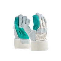 C853 Split Leather Cotton Canvas Lining Gloves - Pattern: Plain