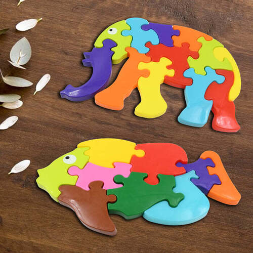 PLASTIC FISH & ELEPHANT SHAPE PUZZLE