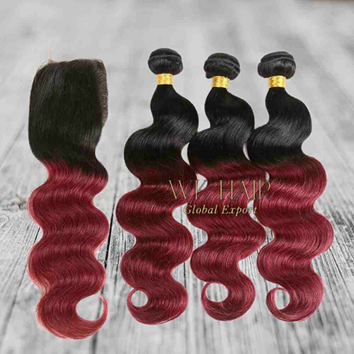 Black Red Weft Hair Extensions