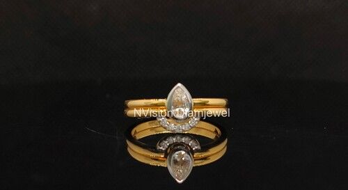 Half-Halo Pear Solitaire Twin Diamond Rings