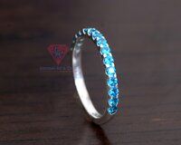 925 Sterling Silver Blue Topaz Swarovski Gemstone Silver Plated Ring