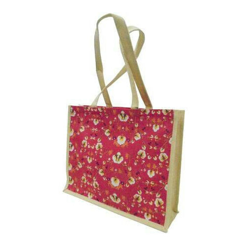 Multicolor Red Printed Jute Bag