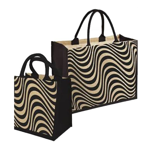 Zebra Print Jute Bag