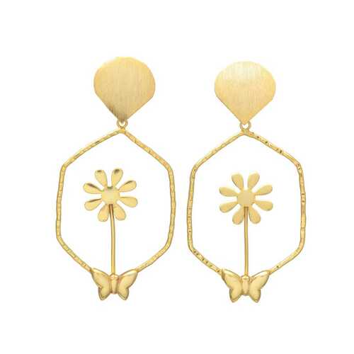 Handmade Flower Gold Plated Earring