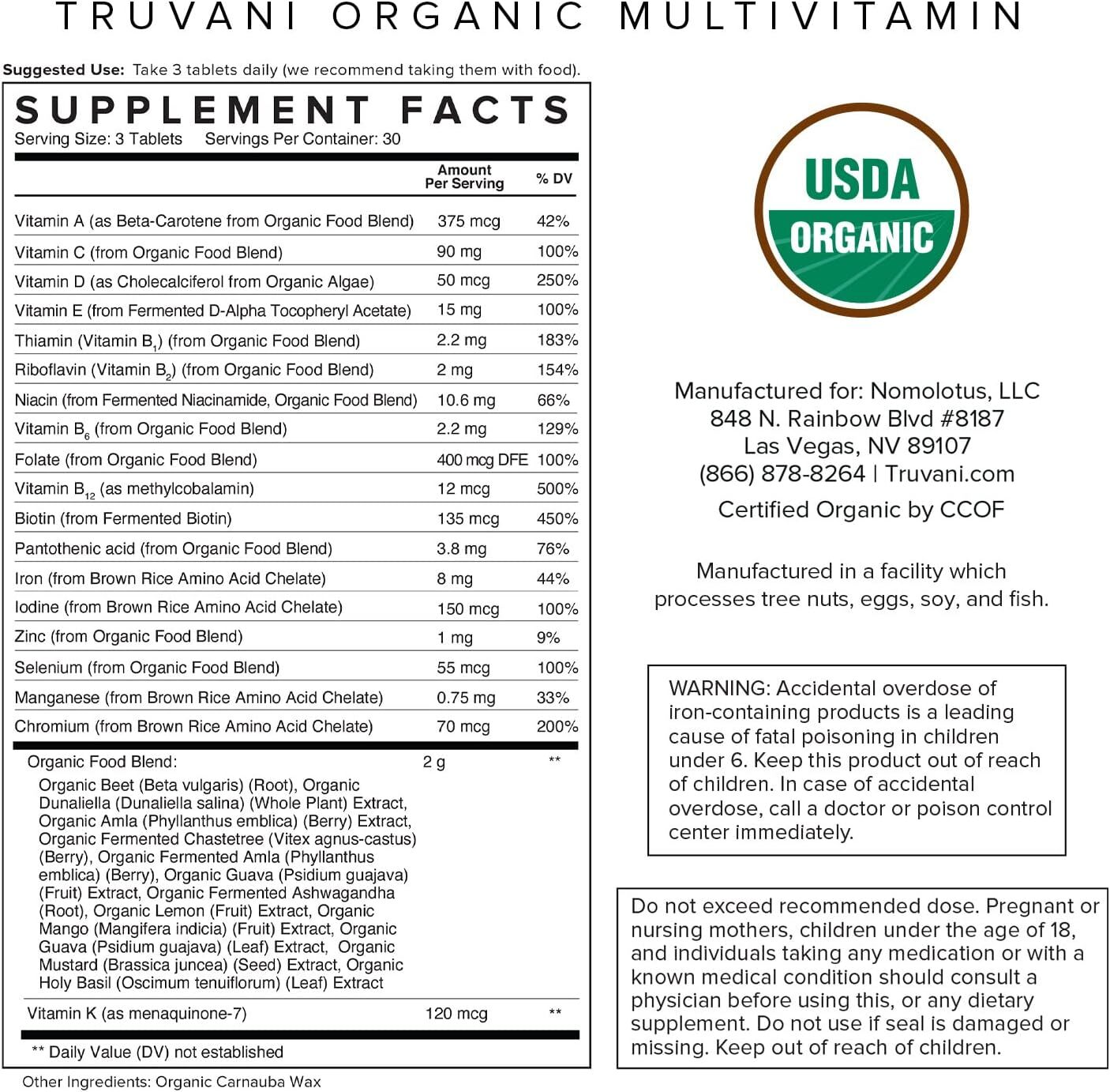 Truvani Daily Organic Multivitamin