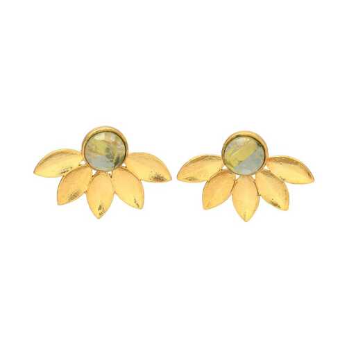 Flower peridot hydro gemstone stud earring set