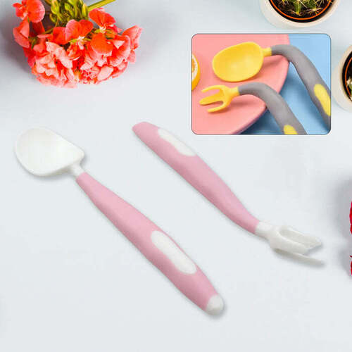 SILICONE BENDABLE KIDS FEEDING SPOONS AND FORKS,