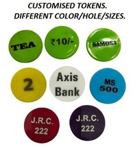Plastic Token Coin With Stand - Multicolor, 30 Mm Size, 2 Mm Height | Custom Printed Design For Events, Clinics, Lottery, Shops, Games