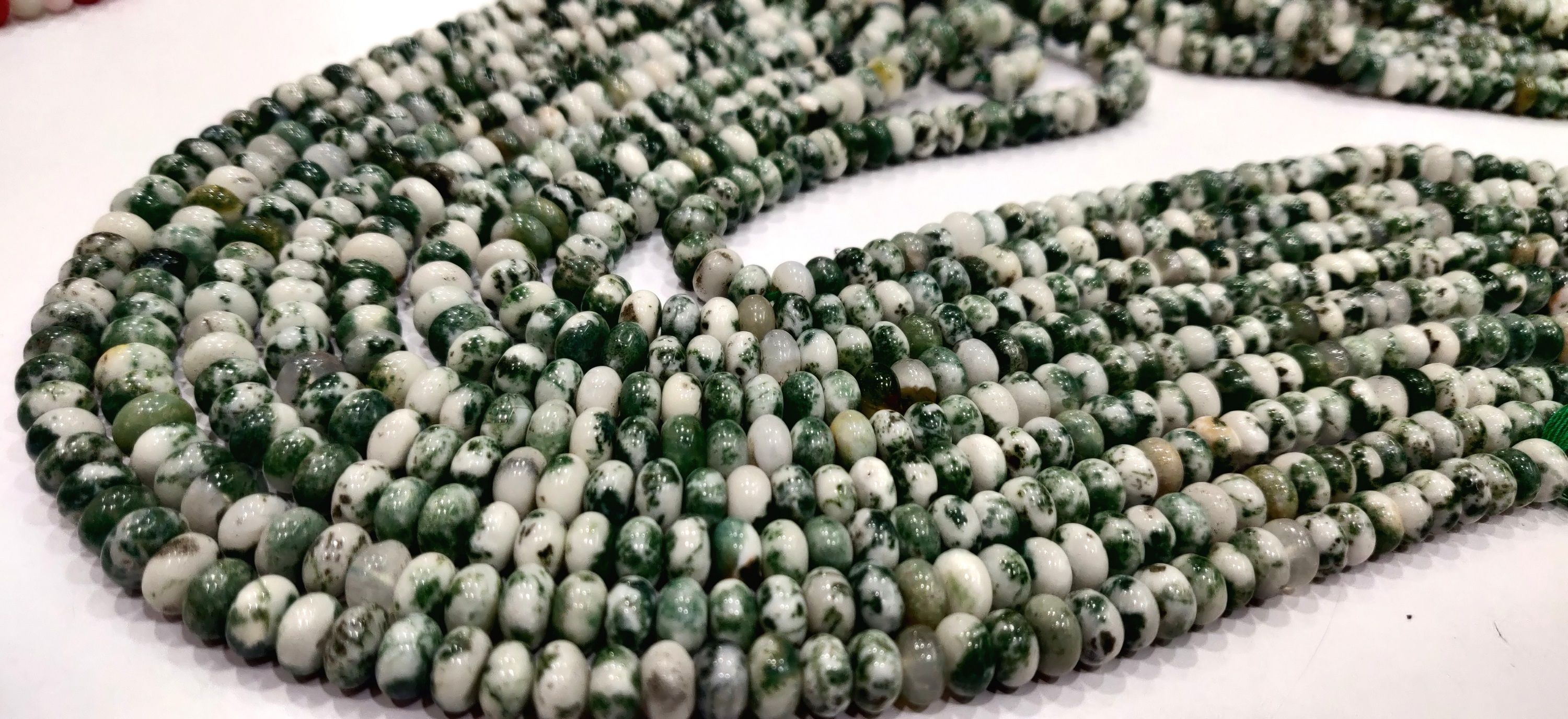 Natural Tree Agate Rondelle Plain 8mm Beads Sold Per Strand 8 Long